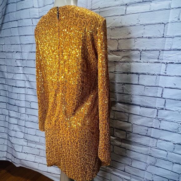 Stine Goya Women's Gold Sequin Straight Mini Odis Dress Size Medium - Picture 10 of 15